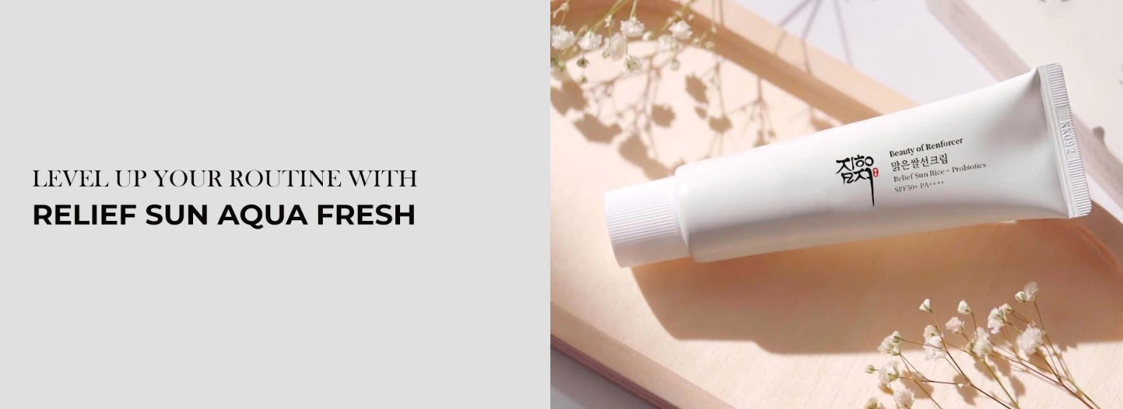 Beauty of Renforcer Relief Sun Aqua Fresh – hydrating SPF50 sunscreen with probiotics for soft, radiant skin.